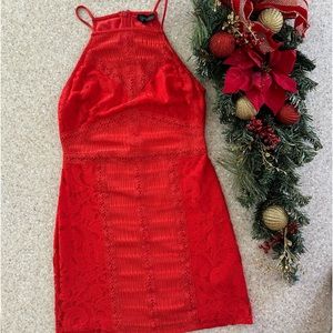 TOPSHOP Gorgeous Red Lace Red Dress, Size 8